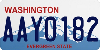 WA license plate AAY0182