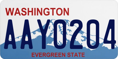 WA license plate AAY0204