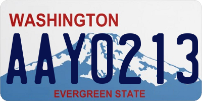 WA license plate AAY0213