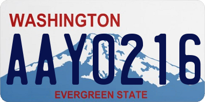 WA license plate AAY0216
