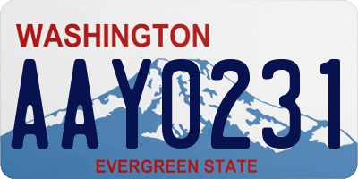WA license plate AAY0231