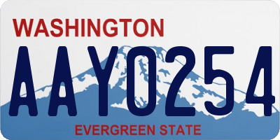 WA license plate AAY0254