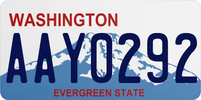 WA license plate AAY0292
