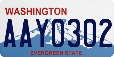 WA license plate AAY0302