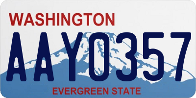 WA license plate AAY0357