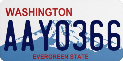 WA license plate AAY0366
