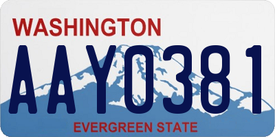 WA license plate AAY0381