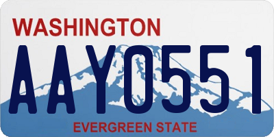 WA license plate AAY0551