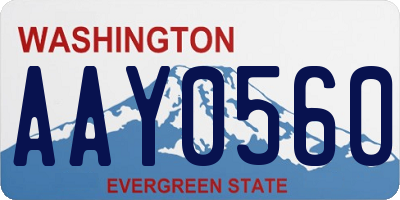 WA license plate AAY0560