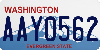 WA license plate AAY0562