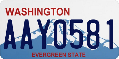 WA license plate AAY0581
