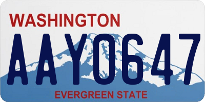 WA license plate AAY0647