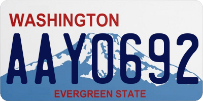 WA license plate AAY0692