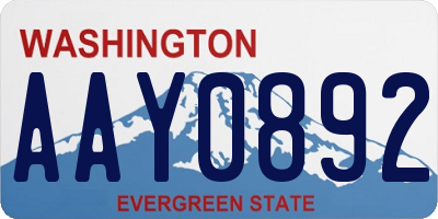 WA license plate AAY0892