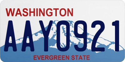 WA license plate AAY0921