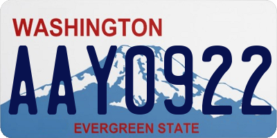 WA license plate AAY0922