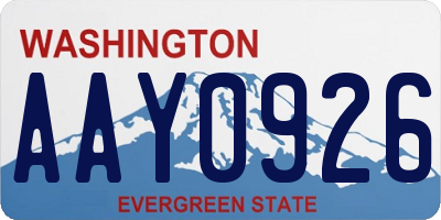 WA license plate AAY0926