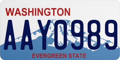 WA license plate AAY0989