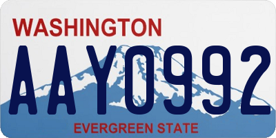 WA license plate AAY0992