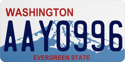 WA license plate AAY0996