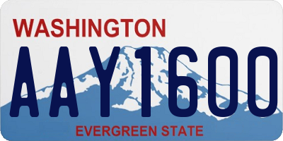 WA license plate AAY1600