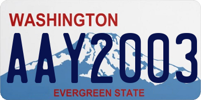 WA license plate AAY2003
