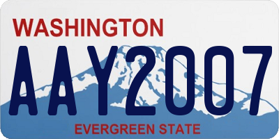 WA license plate AAY2007