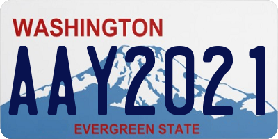 WA license plate AAY2021