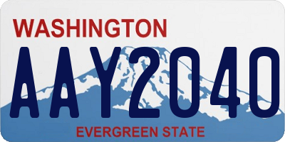 WA license plate AAY2040