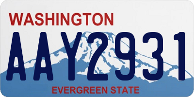 WA license plate AAY2931