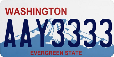 WA license plate AAY3333
