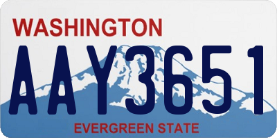 WA license plate AAY3651
