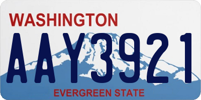 WA license plate AAY3921