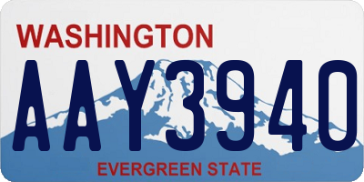WA license plate AAY3940
