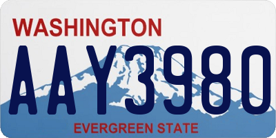 WA license plate AAY3980