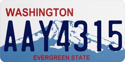 WA license plate AAY4315
