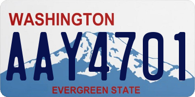 WA license plate AAY4701