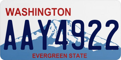 WA license plate AAY4922