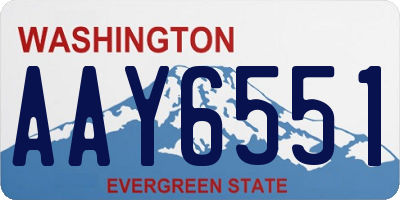 WA license plate AAY6551