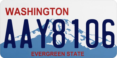 WA license plate AAY8106