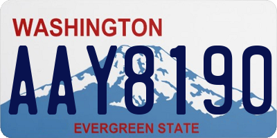WA license plate AAY8190