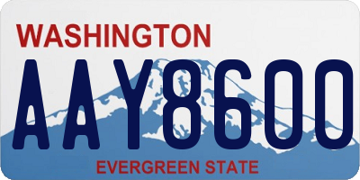 WA license plate AAY8600