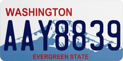 WA license plate AAY8839