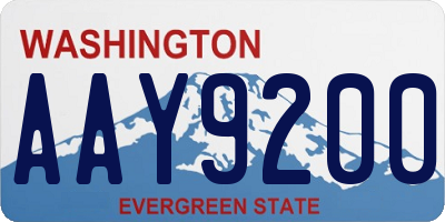 WA license plate AAY9200
