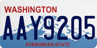 WA license plate AAY9205
