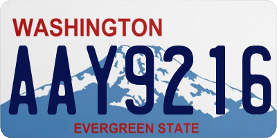 WA license plate AAY9216
