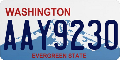 WA license plate AAY9230