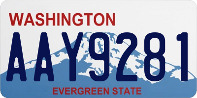 WA license plate AAY9281