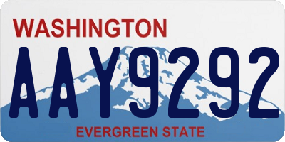 WA license plate AAY9292