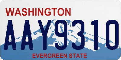 WA license plate AAY9310